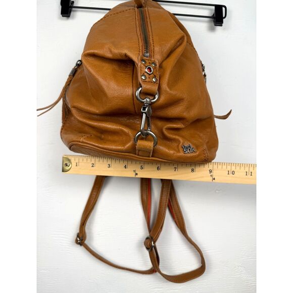 The Sak Leather Convertible Backpack Sling Bag Tan Brown Zip Closure Boho Purse - Picture 9 of 16
